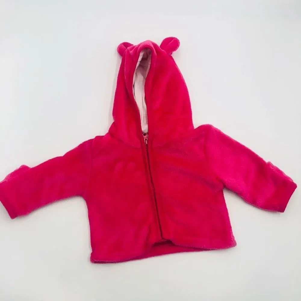 Preowned Noubeau Infant Baby Girl Fleece Ears‎ Hat Jacket Size 0 to 6 Months
